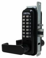 Lockey 2985MGBlack Narrow Stile Digital Deadlatch Single Keypad with Lever Handles