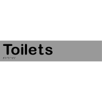 Toilets Sign in 2mm thick silver acrylic