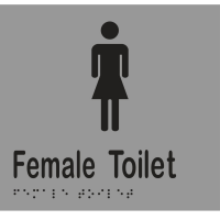 Female Toilet Braille Sign in Silver Vinyl