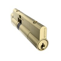 Carbine Euro Cylinder and Turn fixed cam extended length offset 55mm/35mm  Satin  Brass 2